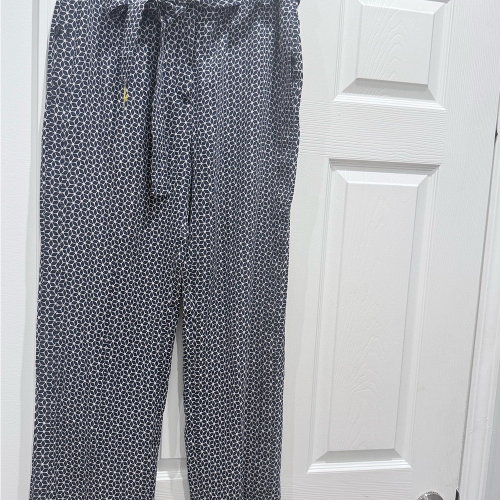 Theory Black and White Geometric Trousers